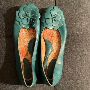 Julianne Floral in Turquoise- Born Womens Flats
